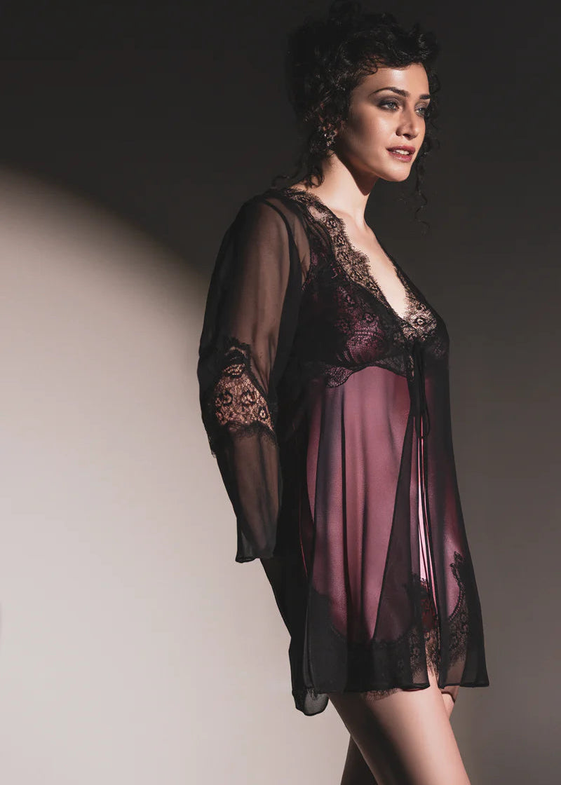 Felicity Chiffon Flutter Robe - Kohl