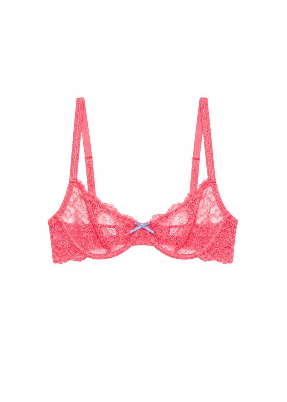Bianca Lace Bra - Neon Coral
