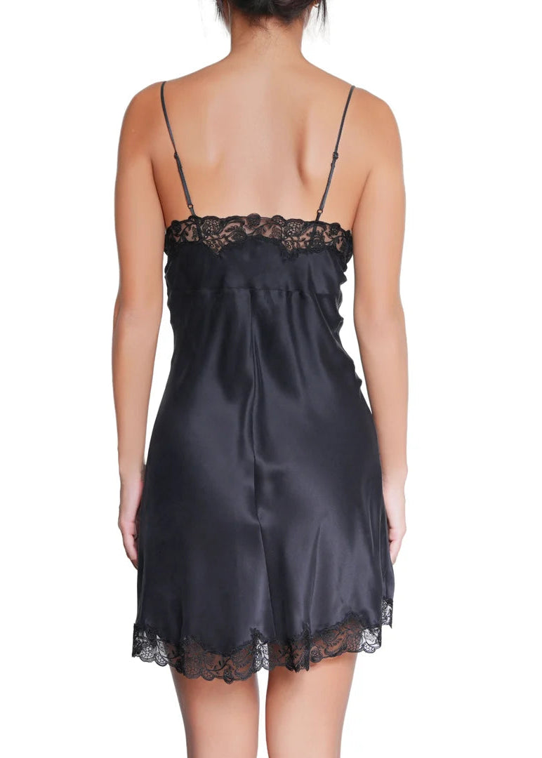 Fleur De Soie Silk Babydoll - Black