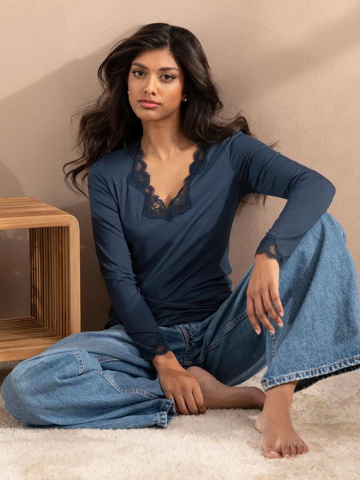 Simply Perfect Long Sleeve Top - Bleu