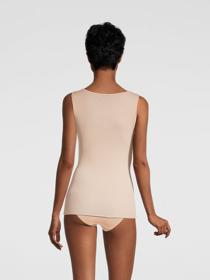 Elegance Satin Wool/Silk V-Neck - Skin