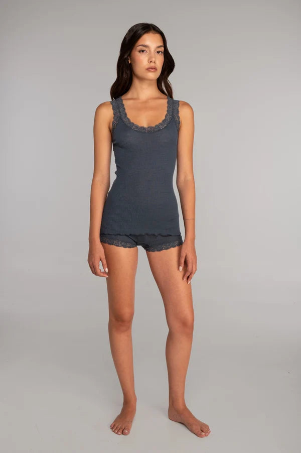 Wool and Silk Cami - Storm Blue