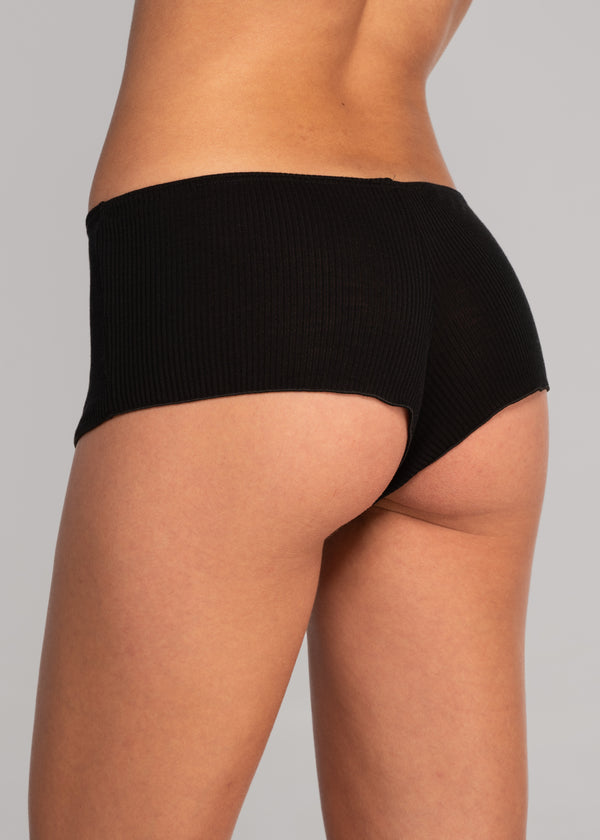 Wool And Silk Boyshort - Black