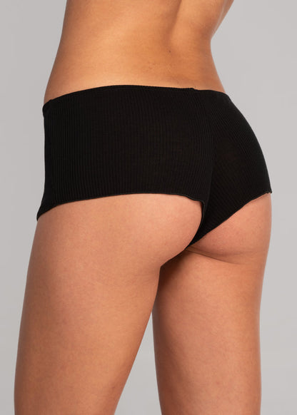 Wool And Silk Boyshort - Black