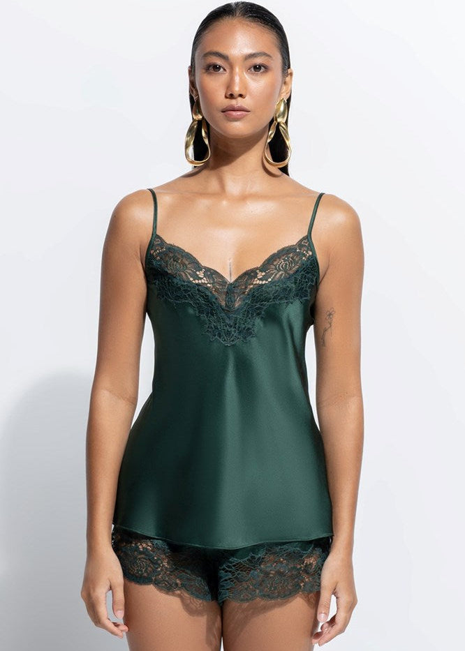 Silk Lace Cami Set- Forest