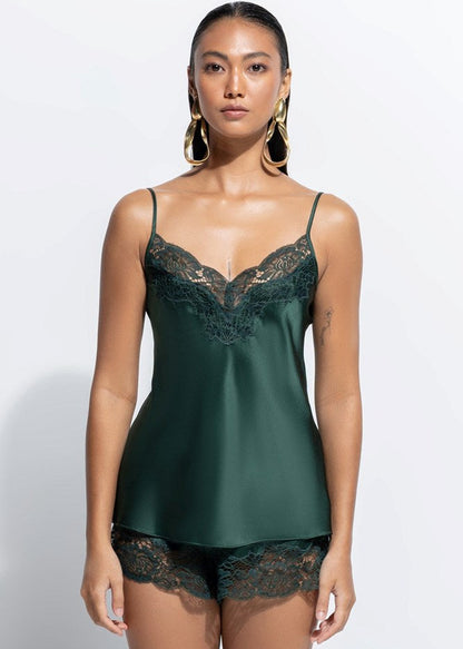 Silk Lace Cami Set- Forest