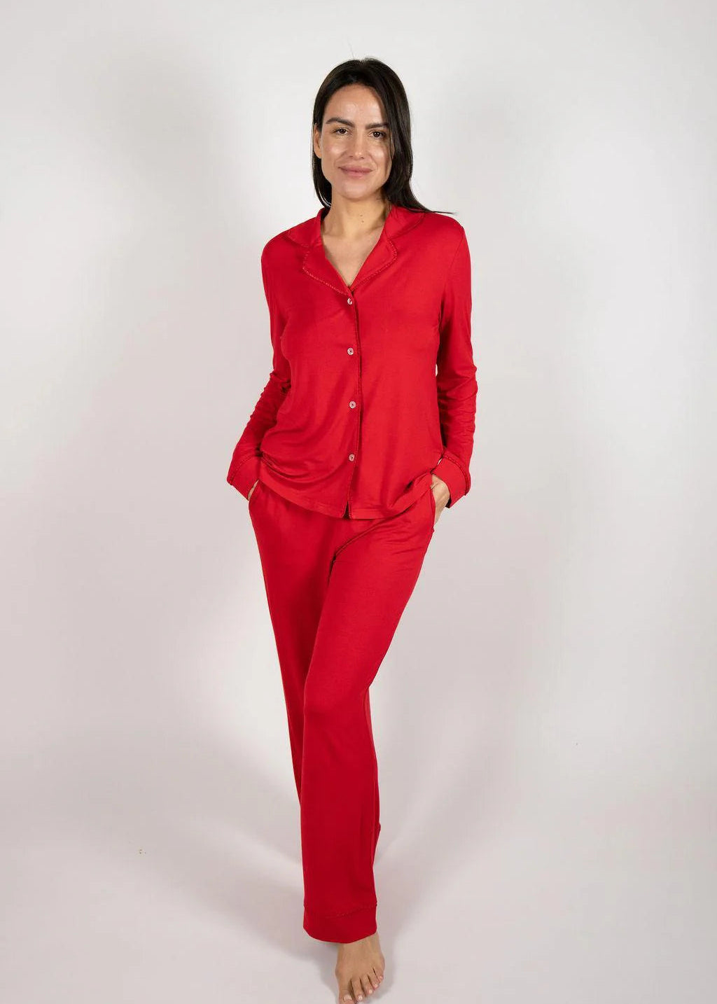 Grace Long PJ Set - Barbados Cherry