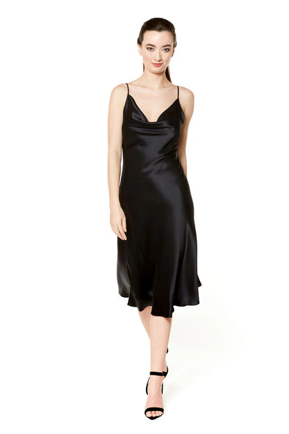Celine Draped Front Gown - Black
