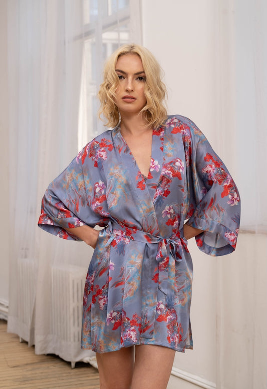 Classic Short Kimono - Feather Flowers