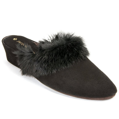 Fur Trimmed Suede Slipper