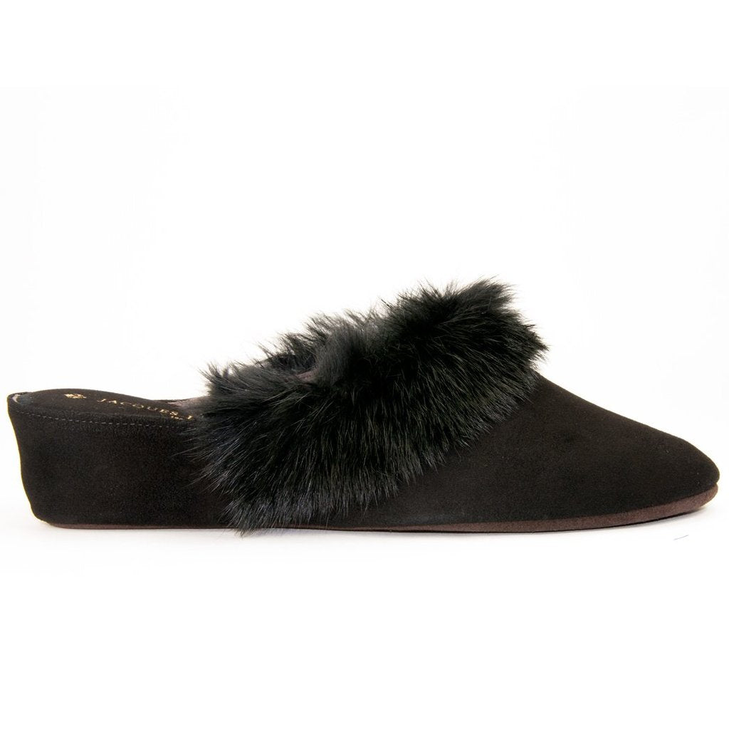 Fur Trimmed Suede Slipper