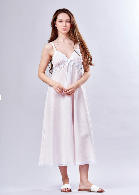 Crepon Long Gown - Pink