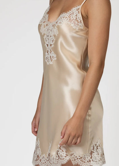 Lauren Chemise W/ Lace - Latte/Ecru