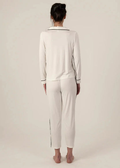 Jolene PJ Set Long - Ivory/Black