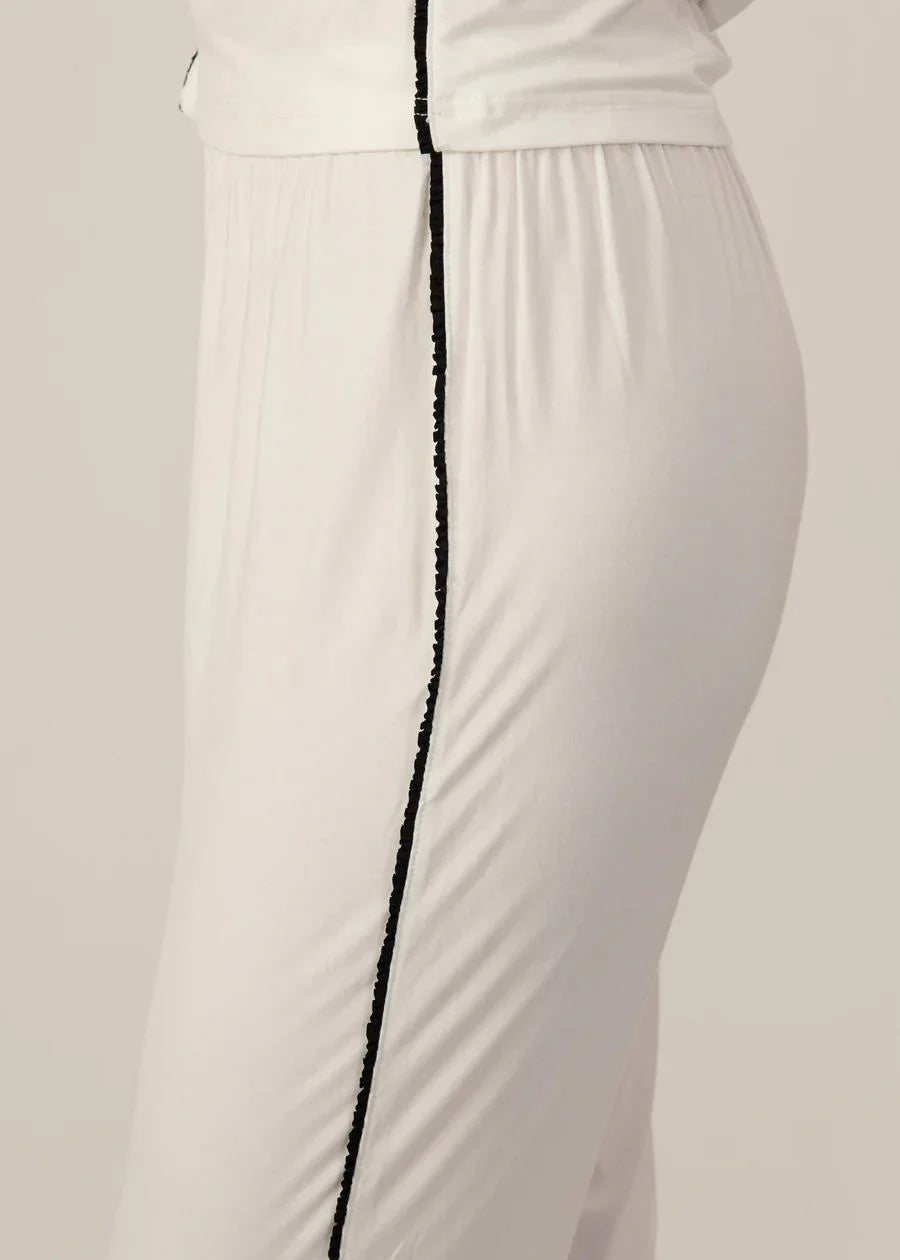 Jolene PJ Set Long - Ivory/Black