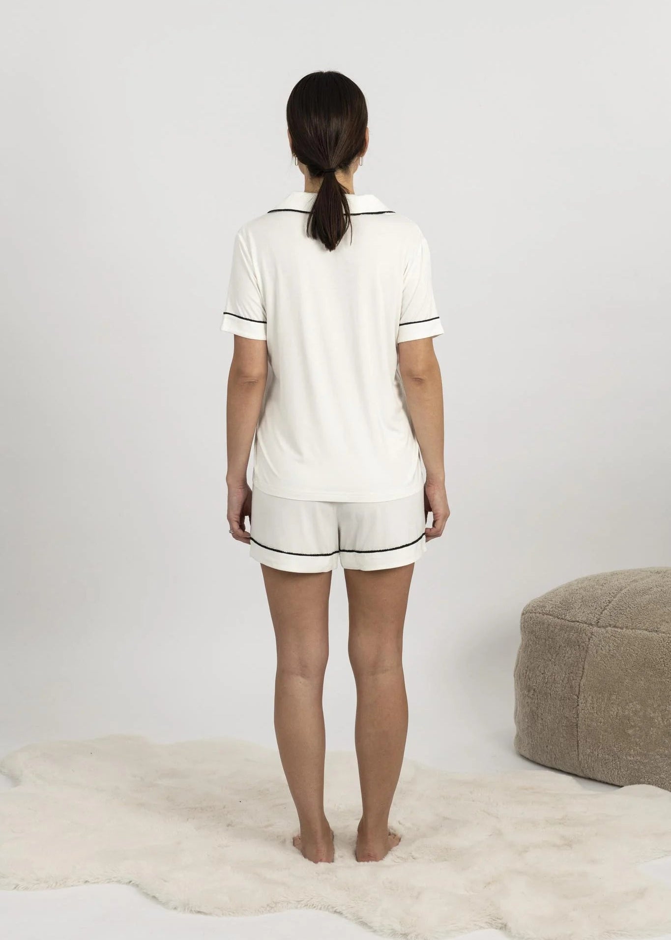 Jolene Short Pajama Set - Ivory/Black