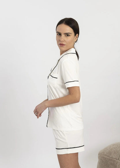 Jolene Short Pajama Set - Ivory/Black