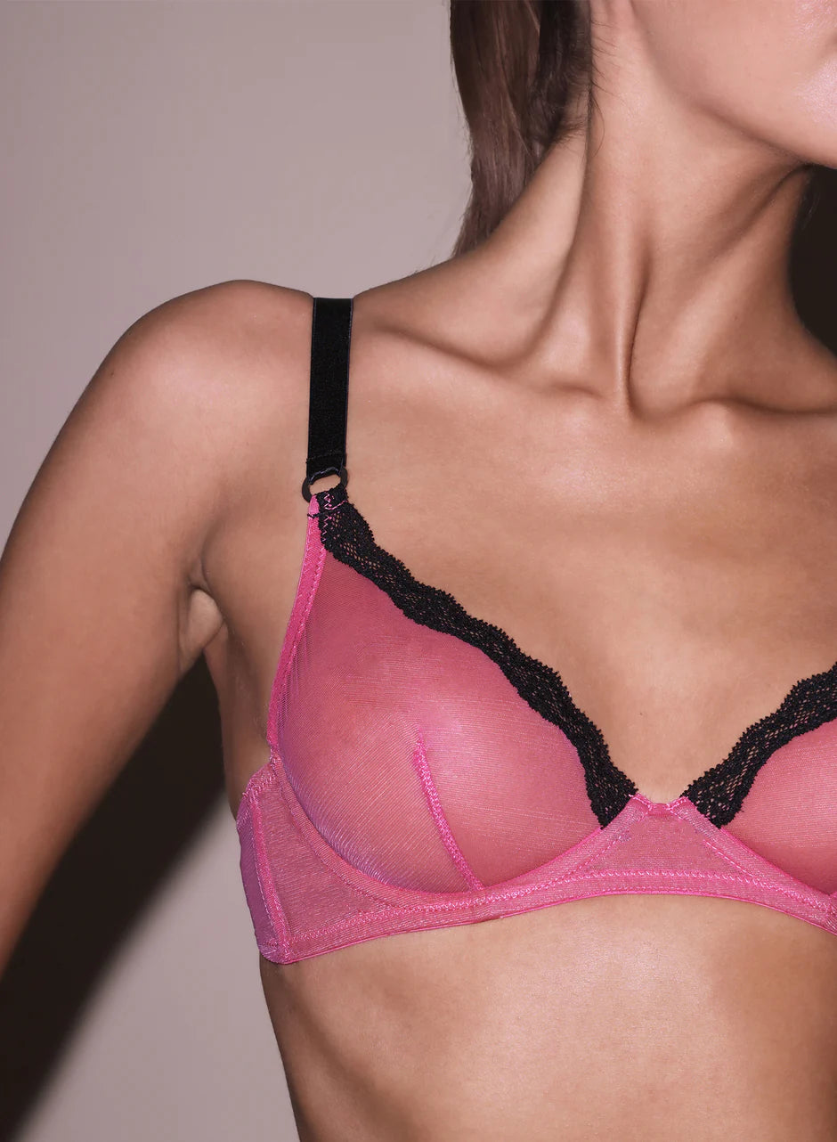 Pretty Pink Sheer Tulle Bra