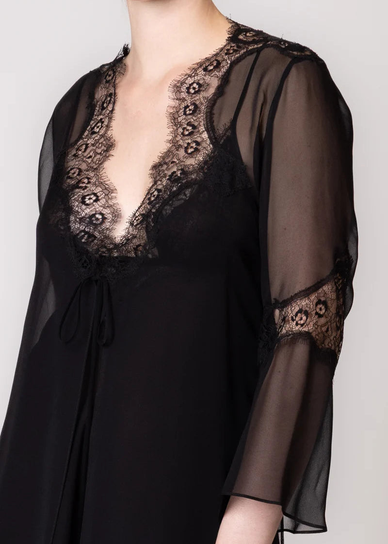 Felicity Chiffon Flutter Robe - Kohl