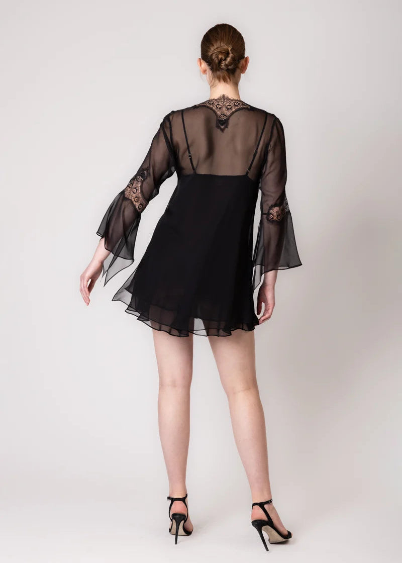 Felicity Chiffon Flutter Robe - Kohl