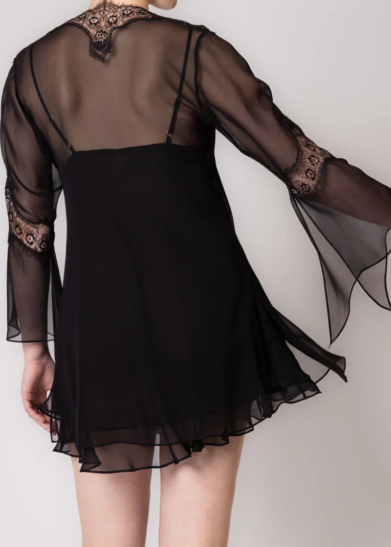 Felicity Chiffon Flutter Robe - Kohl