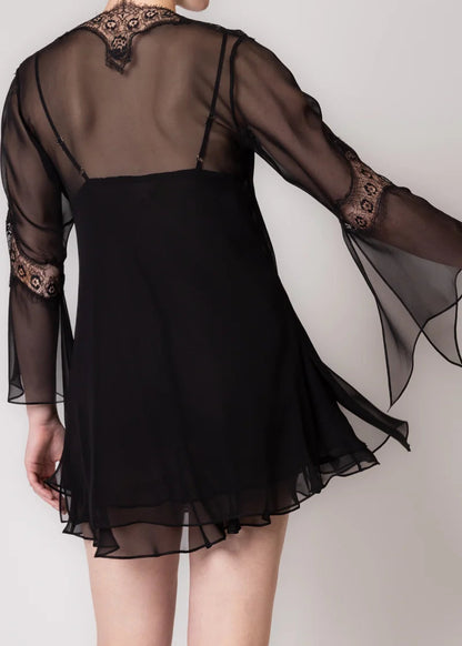 Felicity Chiffon Flutter Robe - Kohl
