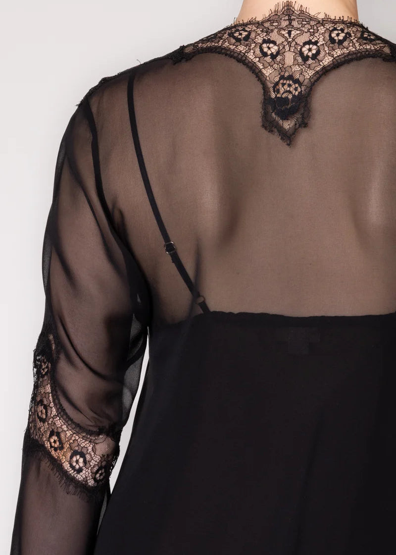Felicity Chiffon Flutter Robe - Kohl