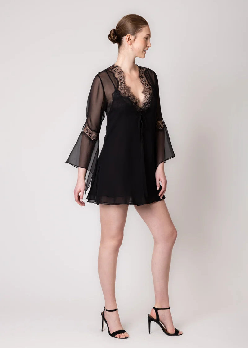 Felicity Chiffon Flutter Robe - Kohl