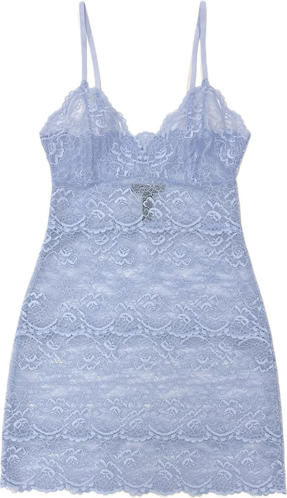 All Lace Slip - Serenity Blue