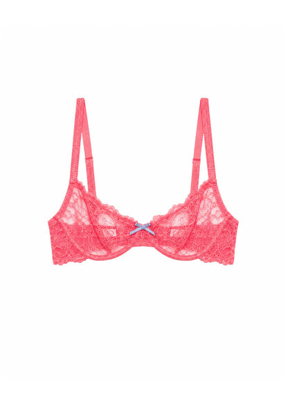 Bianca Lace Bra - Neon Coral