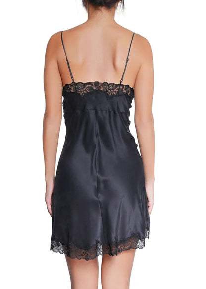 Fleur De Soie Silk Babydoll - Black