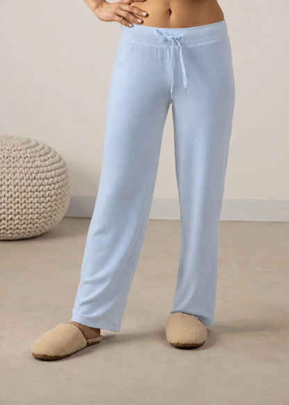 Cozy Wide Leg Pant/Crew Neck Set - Ice Blue