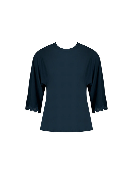 Simply Perfect T-Shirt With 3/4 Sleeves - Bleu