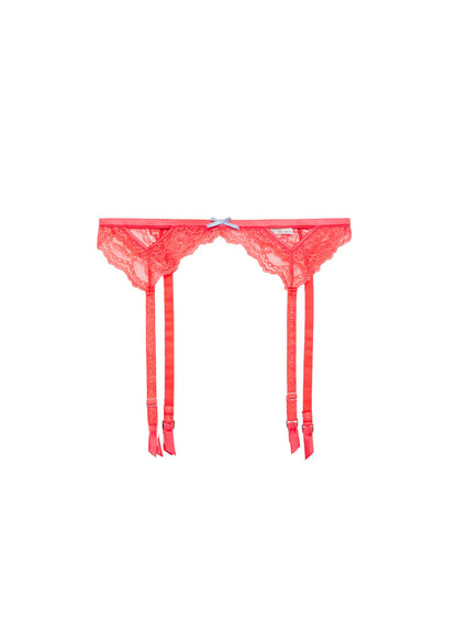 Bianca Lace Garter Belt - Neon Coral