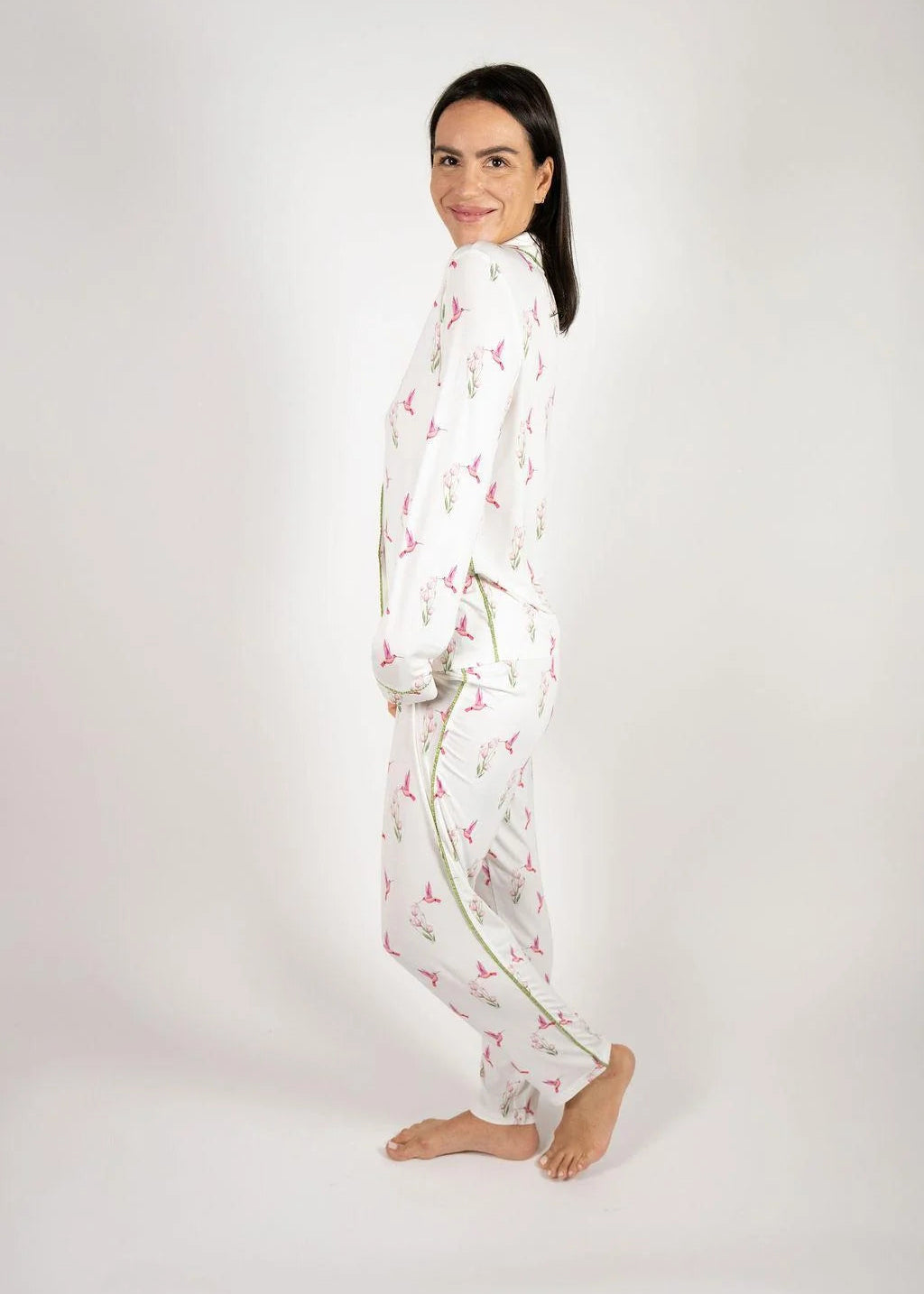 Jolene PJ Set Long - Hummingbirds