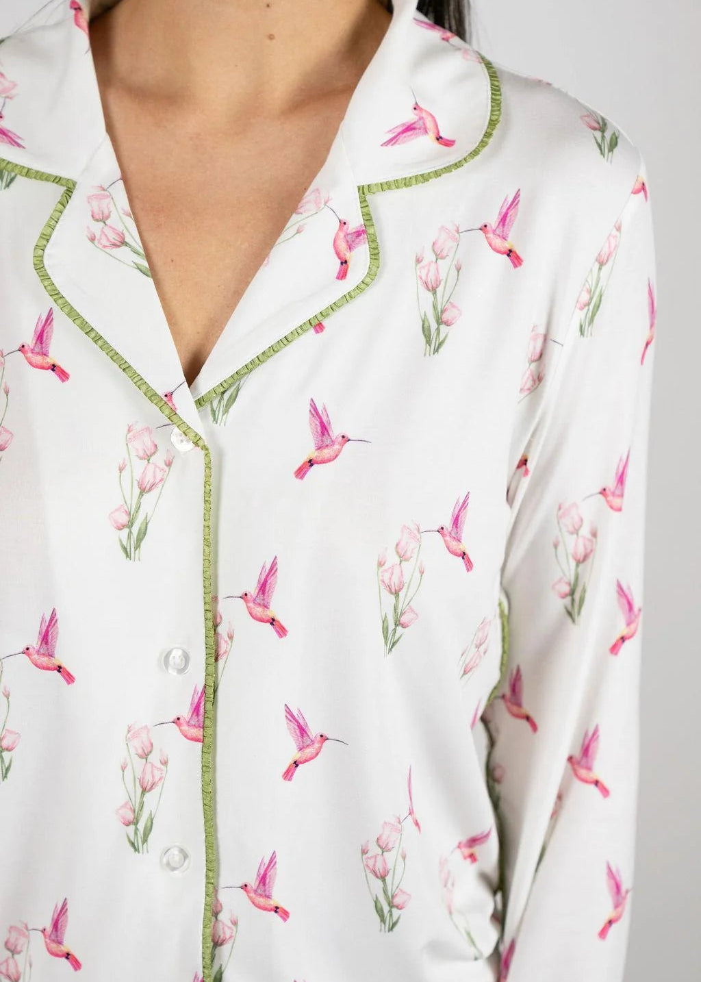 Jolene PJ Set Long - Hummingbirds