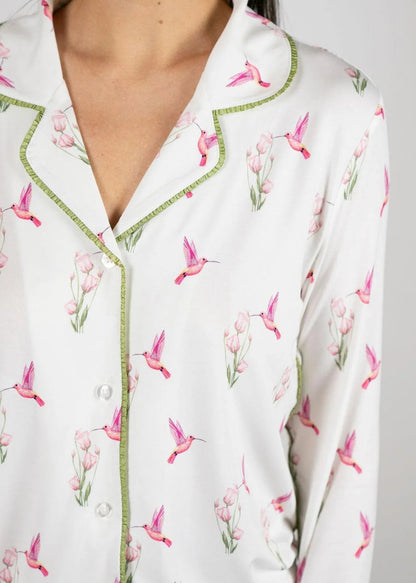 Jolene PJ Set Long - Hummingbirds