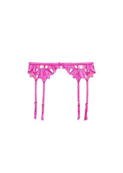 Lily Embroidery Garter Belt - Wild Pink