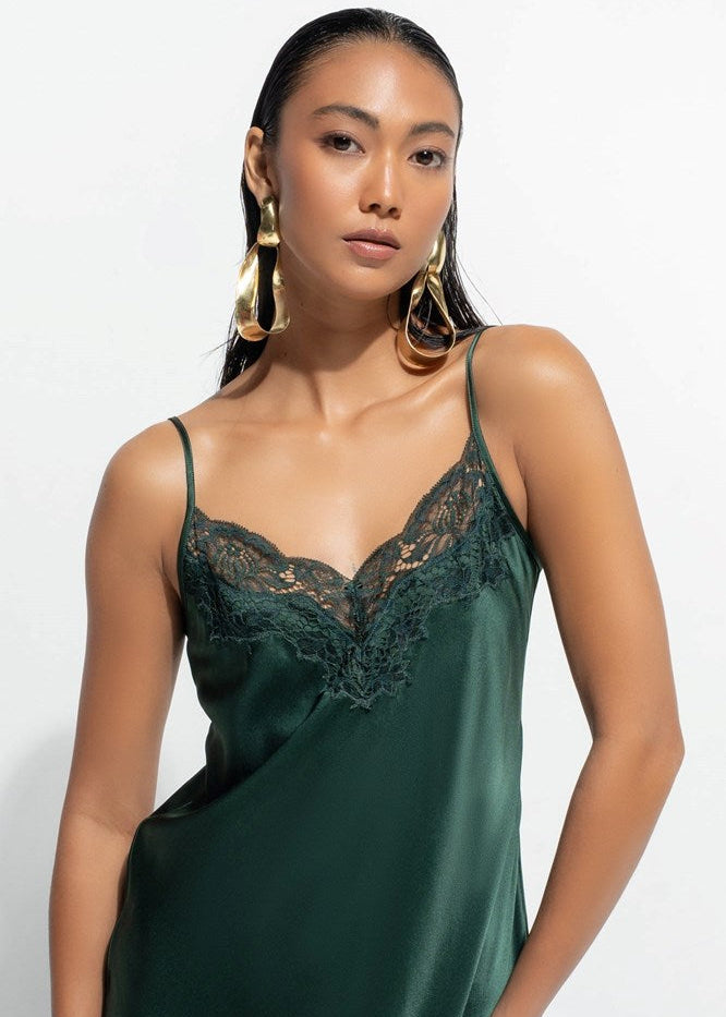 Silk Lace Chemise - Forest